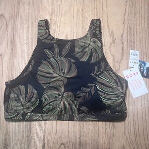 Roxy Black with Leaf Pattern Sports Bra